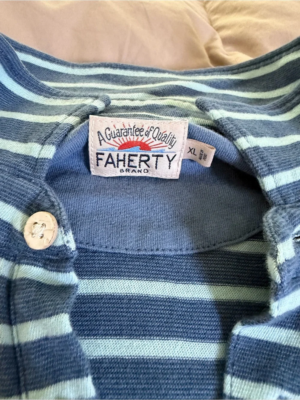 Faherty Blue and Light Blue Striped Polo